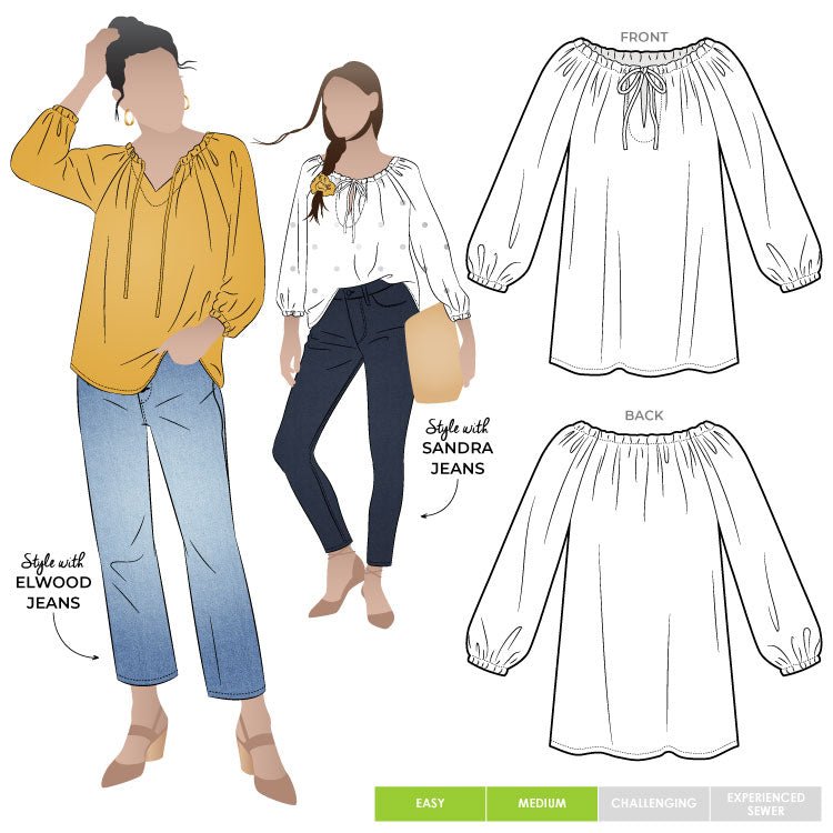 StyleArc - Anita Peasant Blouse - Little Haberdasher Shoppe
