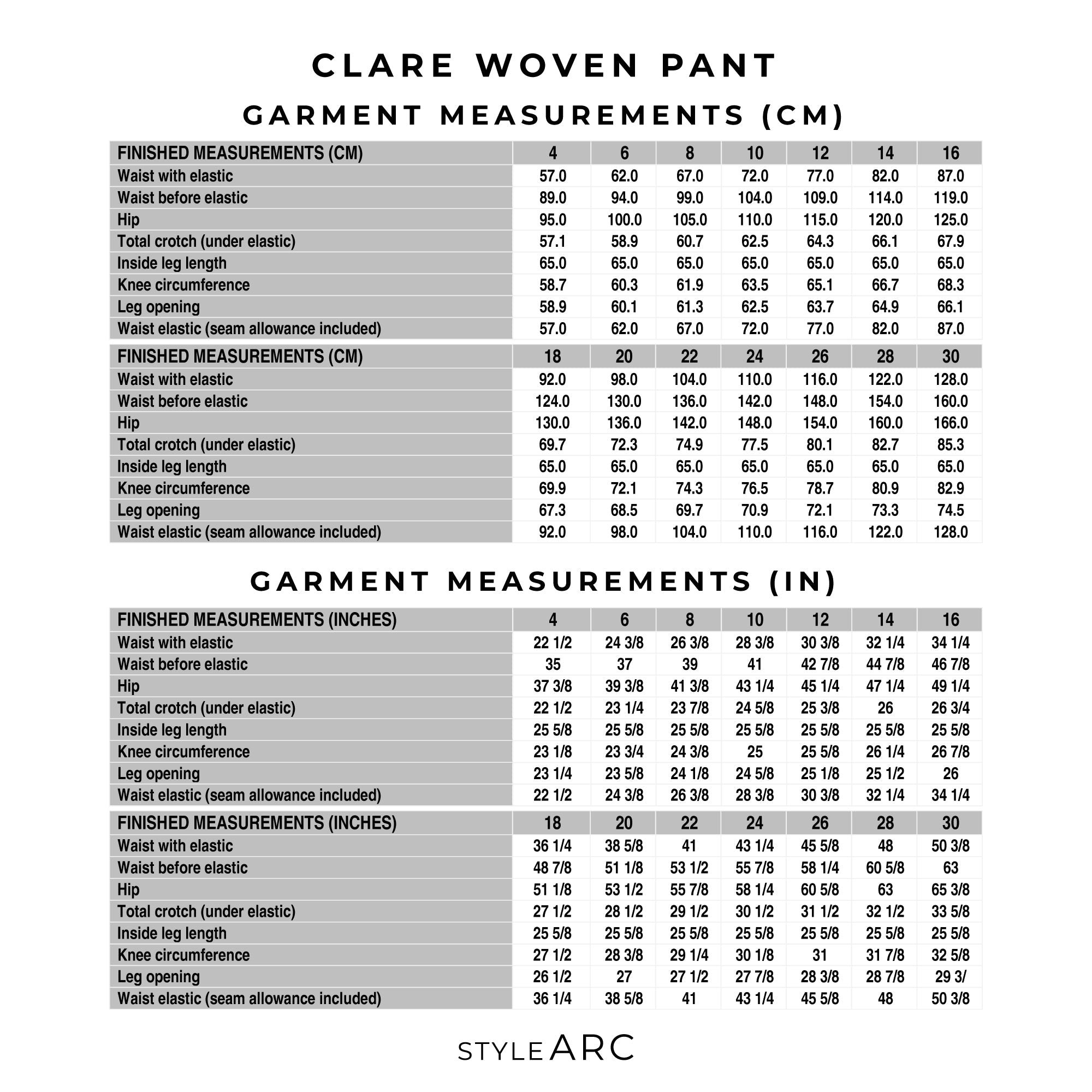 sewing pattern - StyleArc - Clare Pant - Little Haberdasher Shoppe