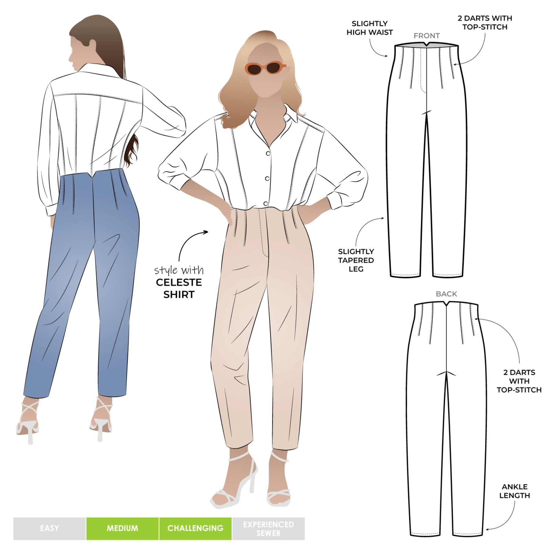 sewing pattern - StyleArc - Claude Woven Pant - Little Haberdasher Shoppe