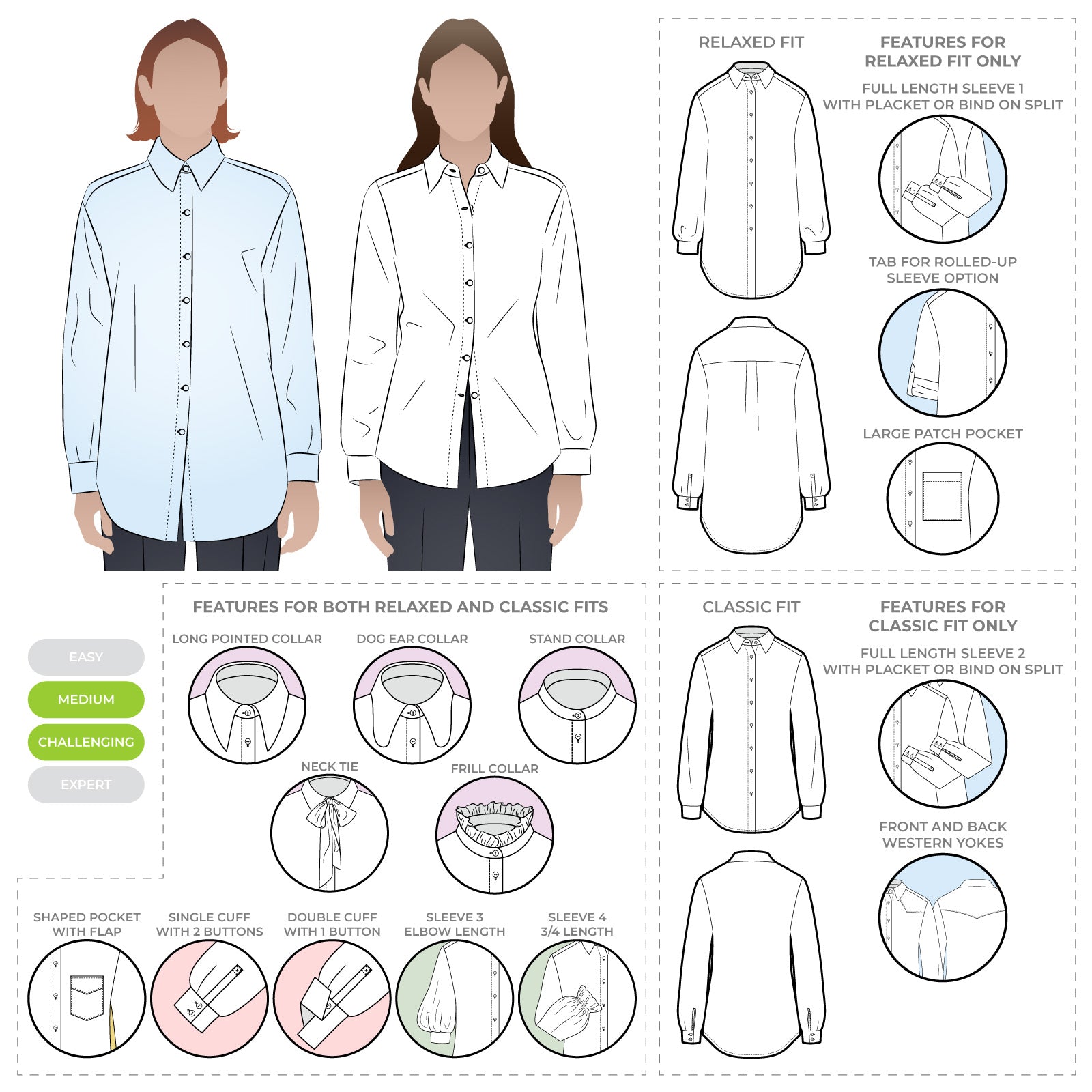 sewing pattern - StyleArc - Clayton Woven Shirt - Little Haberdasher Shoppe