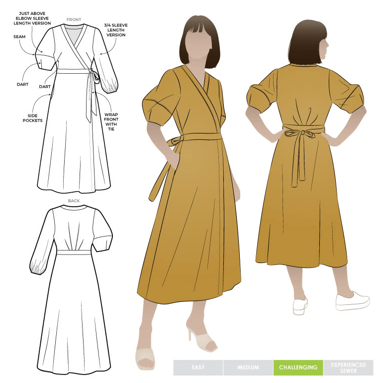 sewing pattern - StyleArc - Millicent Wrap Dress - Little Haberdasher Shoppe