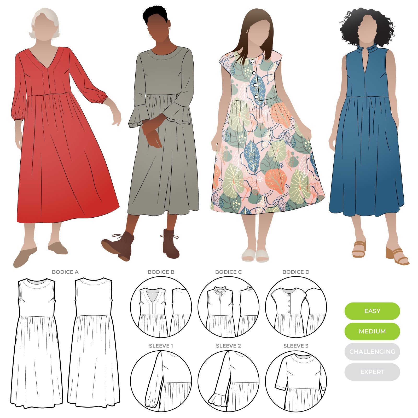 sewing pattern - StyleArc - Montana Dress Extension Pack - Little Haberdasher Shoppe