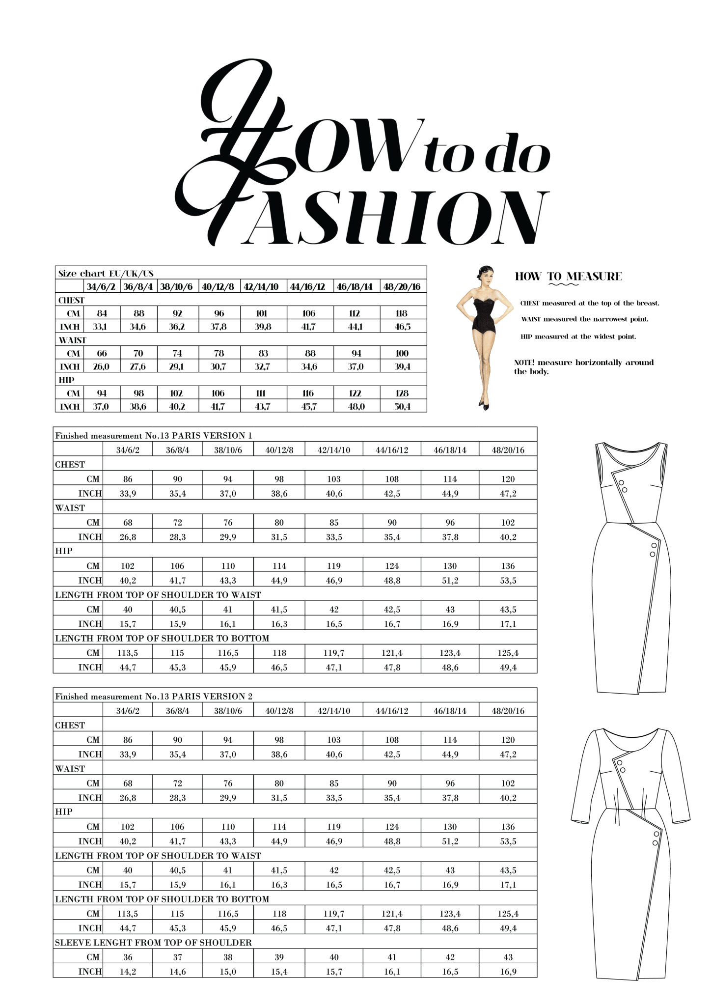 sewing pattern - How to do Fashion - No. 13 Paris (PDF) - Little Haberdasher Shoppe