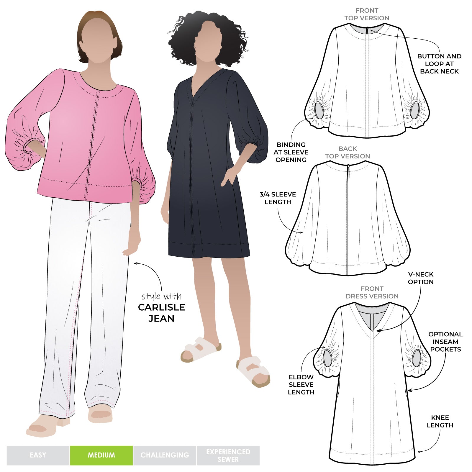 sewing pattern - StyleArc - Zalia Woven Top and Dress - Little Haberdasher Shoppe